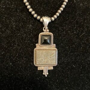 Sterling Silver moonstone pyrite and black onyx Pendant